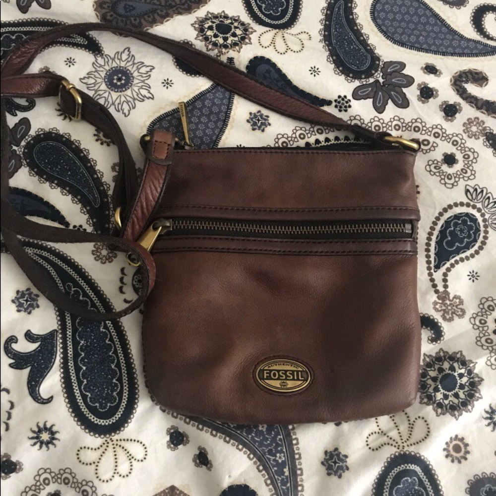 Fossil Brown Leather Sling bag